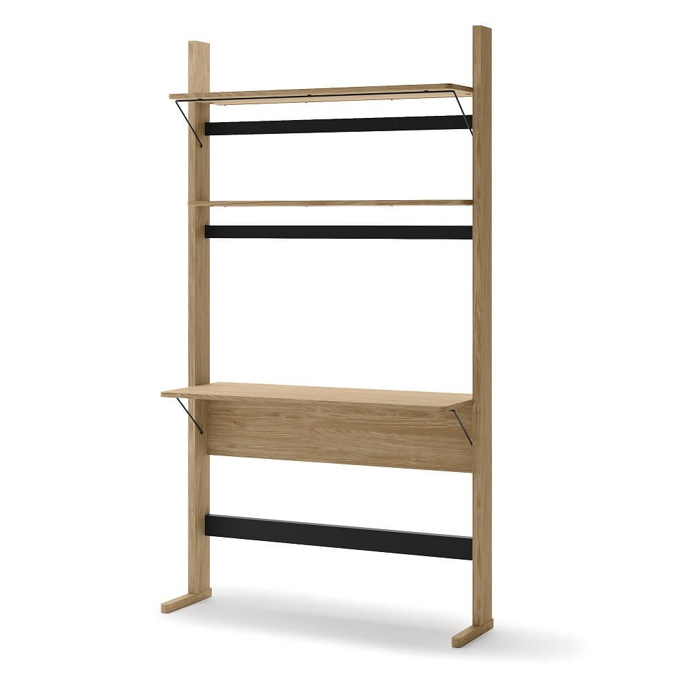 OLLIE OL-04 Knygų lentyna/Rašomasis stalas | 108x193x40 | Alyvuotas ąžuolas, juoda