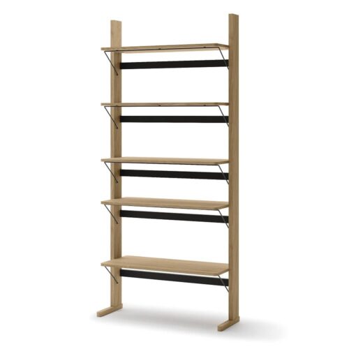 OLLIE OL-05 medinė lentyna | 88x193x35 | Alyvuotas ąžuolas, juoda