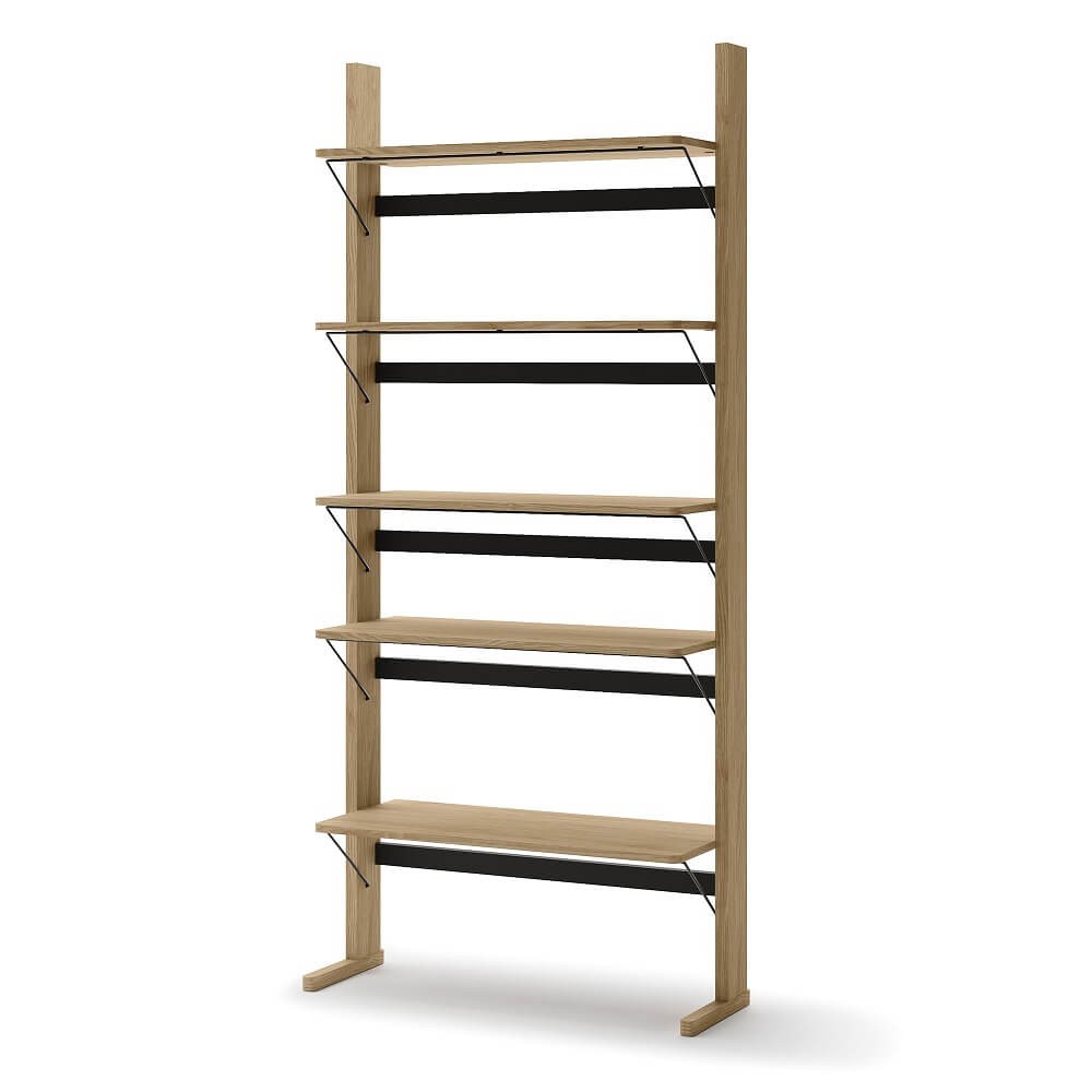 OLLIE OL-05 medinė lentyna | 88x193x35 | Alyvuotas ąžuolas, juoda