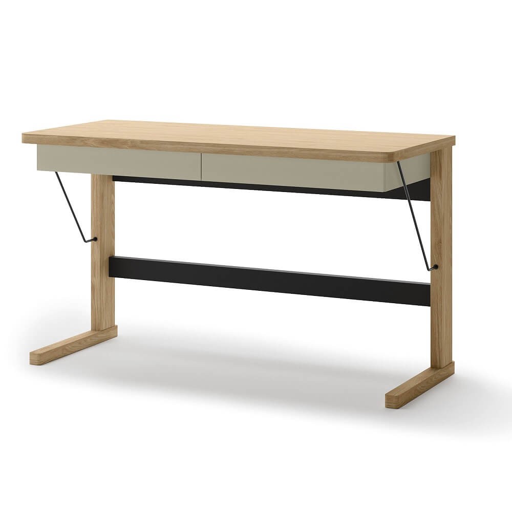 OLLIE OL-06 medinis rašomasis stalas | Alyvuotas ąžuolas, kašmyras, juoda