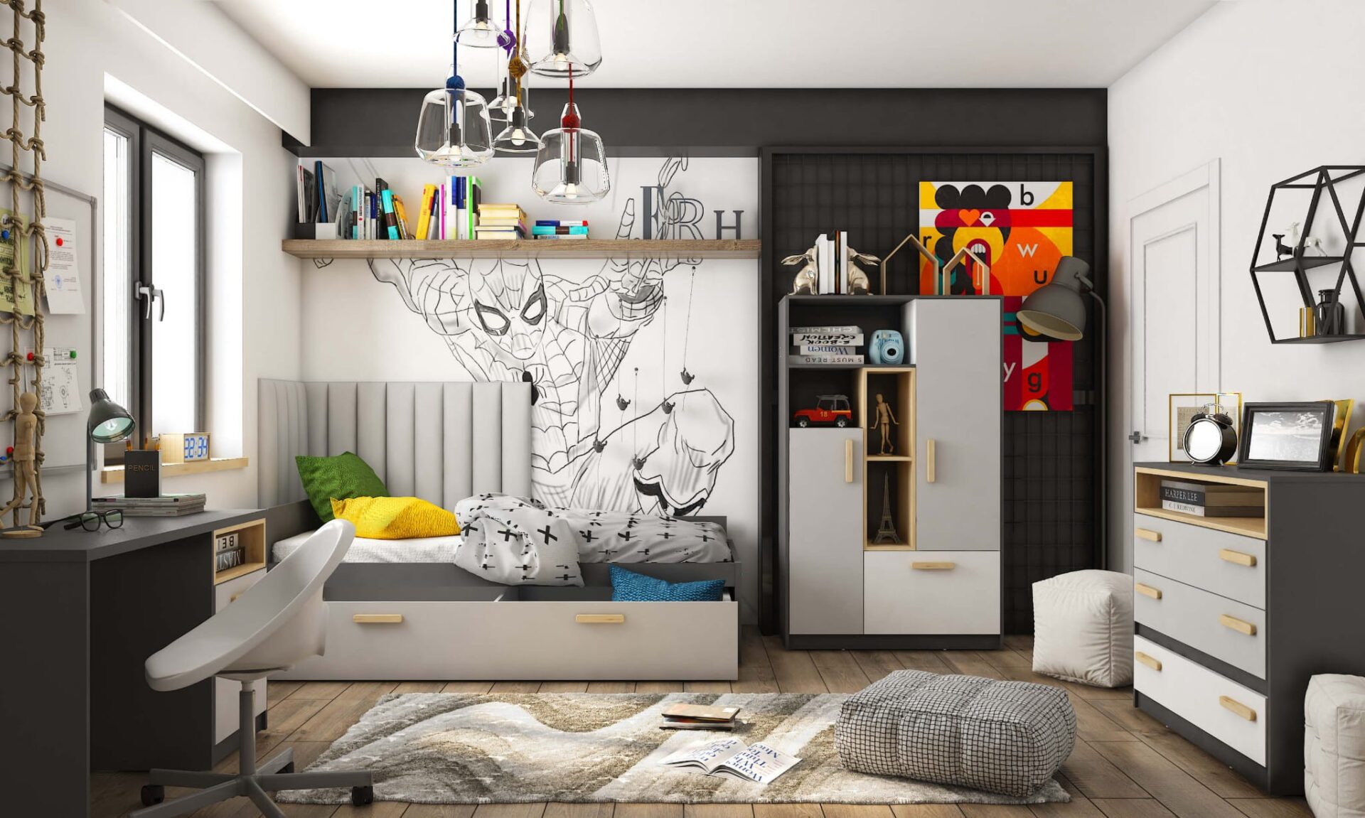 Apatinė lova su čiužiniu POK PO-14 | Grafitas - Paveikslėlis 7