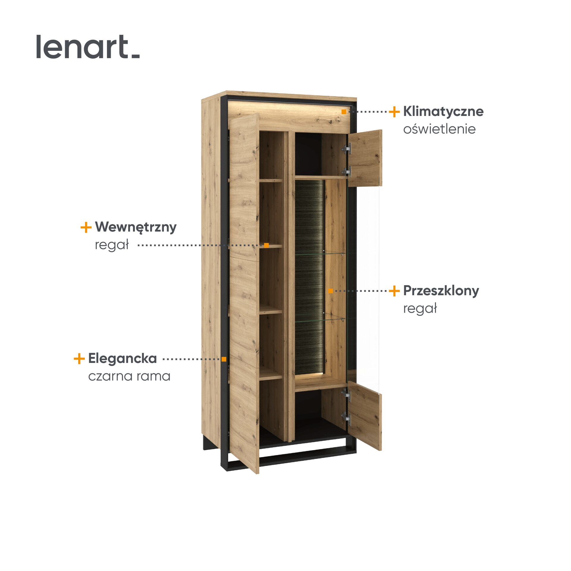 QUANT QA-03 vitrina, ąžuolo imitacija / juoda — изображение 5