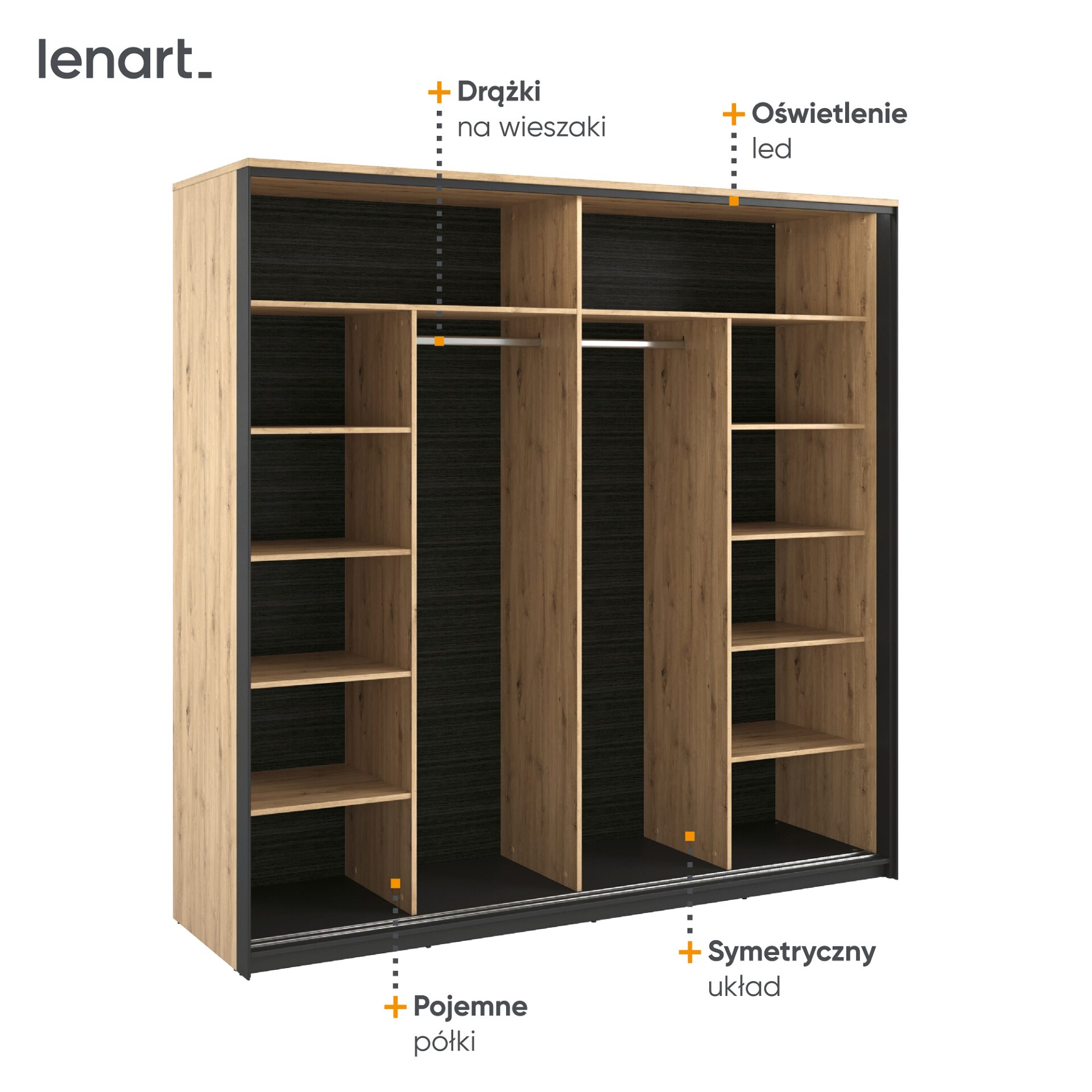 QUANT QS-01 stumdoma spinta, ąžuolo imitacija / juoda - Paveikslėlis 5