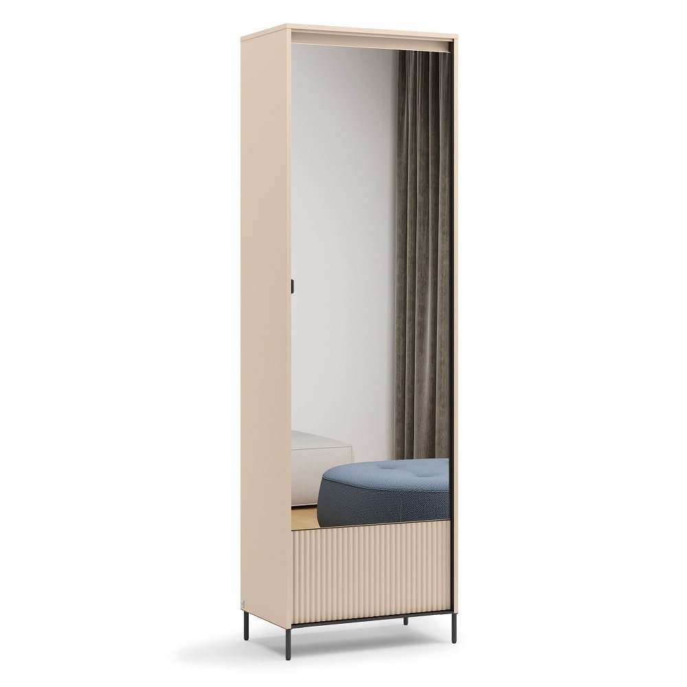 TREND TG-01 1D1K Prieškambario spinta | LED apšvietimas | Smėlio spalvos, juoda