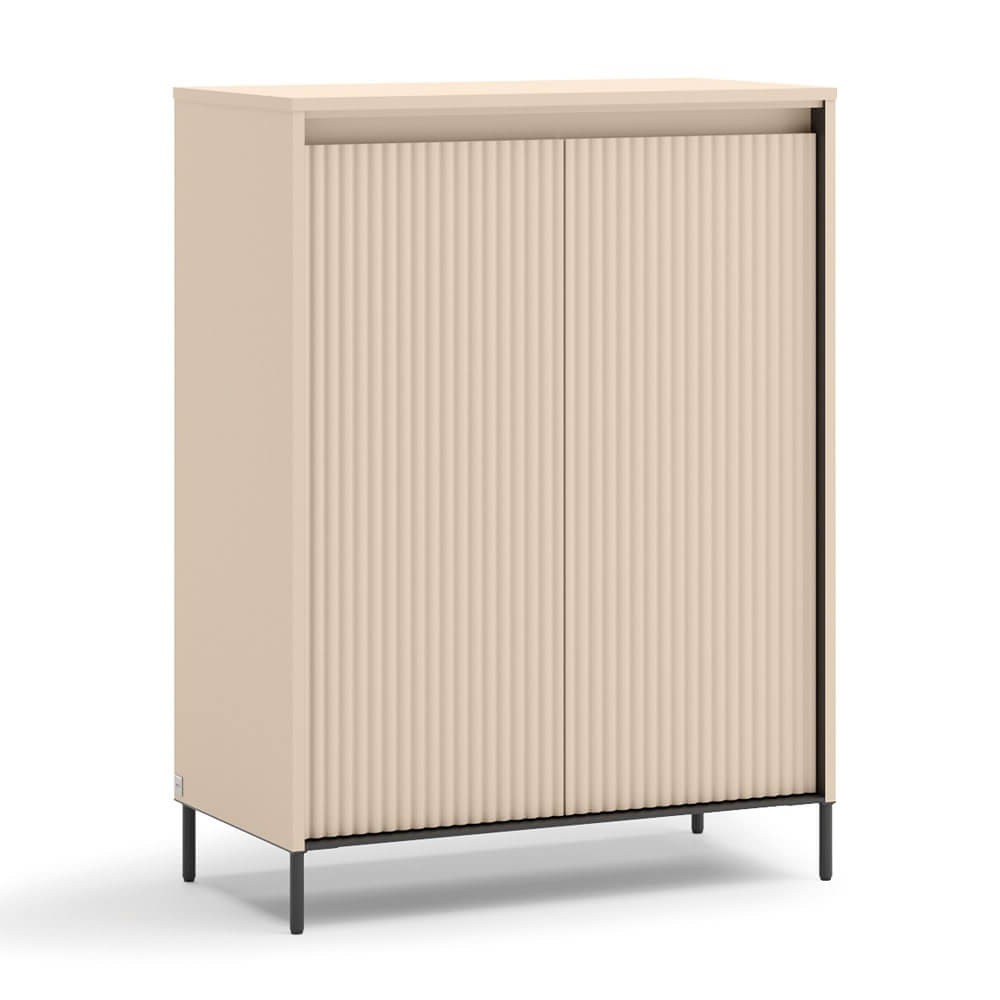 TREND TG-03 2D dviejų durų komoda | LED apšvietimas | Smėlio spalvos, juoda