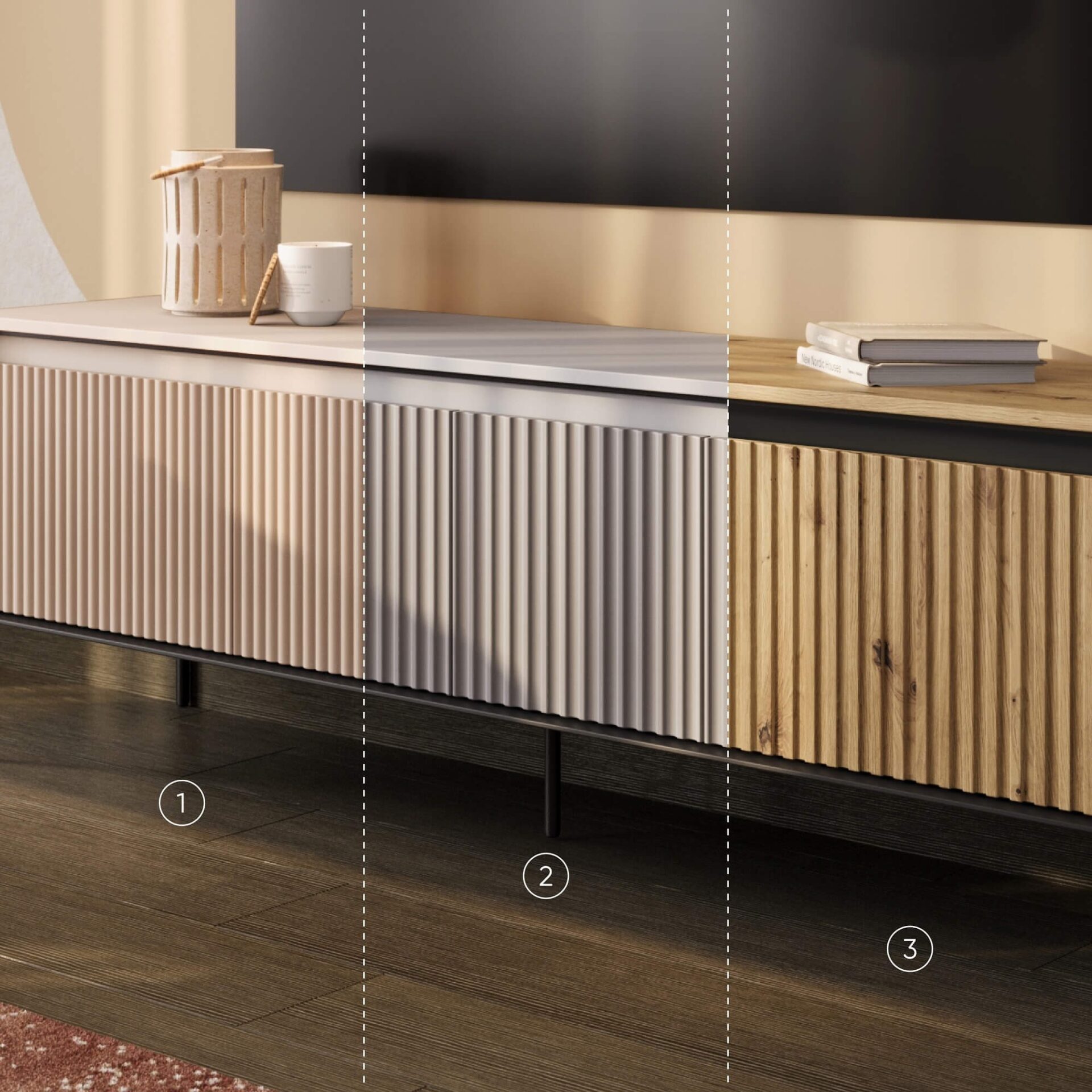 TREND 08 stiklinė vitrina, baltos/juodos kojelės — изображение 2