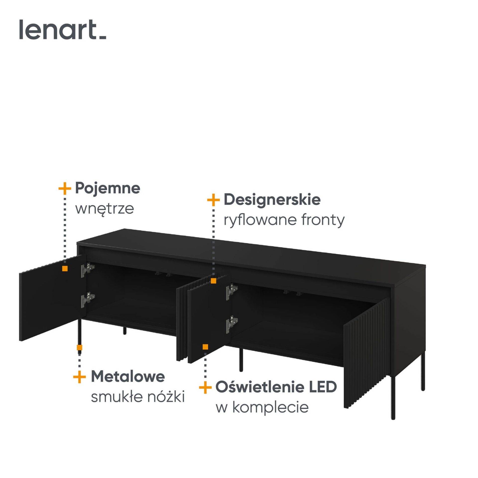 Frezuota TV spintelė TREND 05 juoda/juodos kojelės — изображение 4