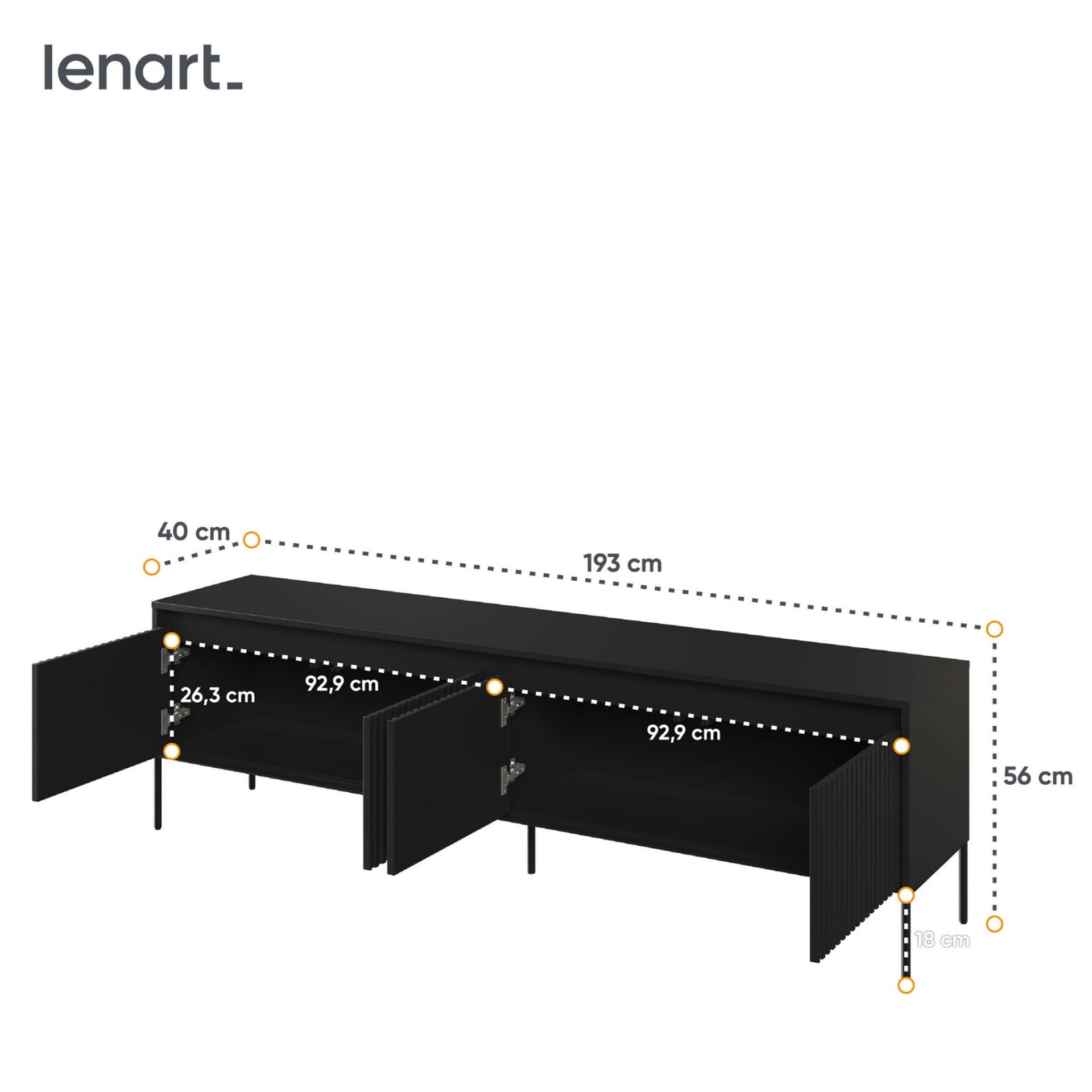 Grioveliuota TV spintelė TREND 06 juoda/juodos kojelės — изображение 7