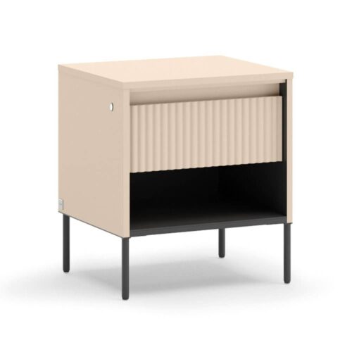 TREND TS-10 1S naktinis staliukas | LED apšvietimas | smėlio spalvos, juoda