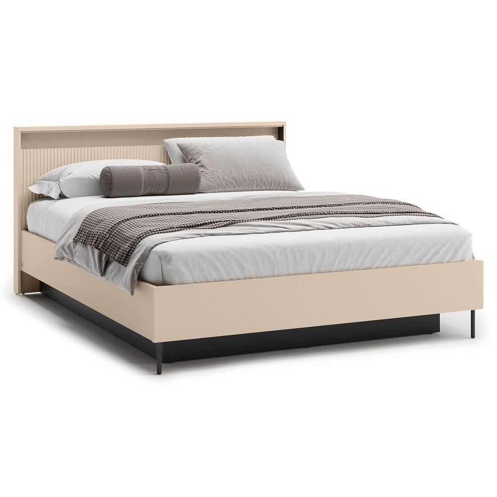 TREND TS-03 lova su daiktadėže | 160x200 | LED apšvietimas | Smėlio spalvos, juoda