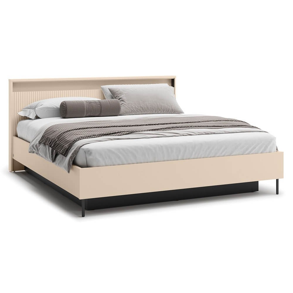 TREND TS-03 lova su daiktadėže | 180x200 | LED apšvietimas | Smėlio spalvos, juoda