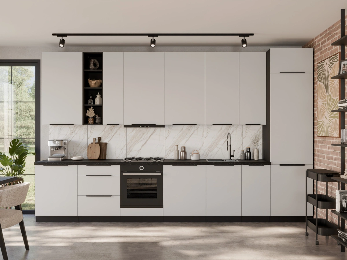 Virtuvės komplektas Aria virtuvės palėpės spintelės 390 cm