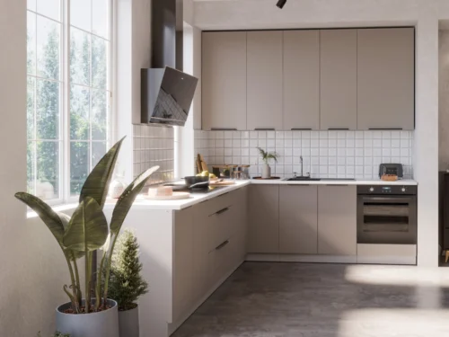 Kampinis virtuvės komplektas Aria kampinė virtuvė 230×280 cm