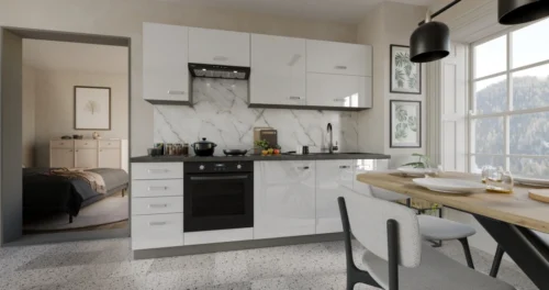 Bianka virtuvė 240 cm balto blizgesio