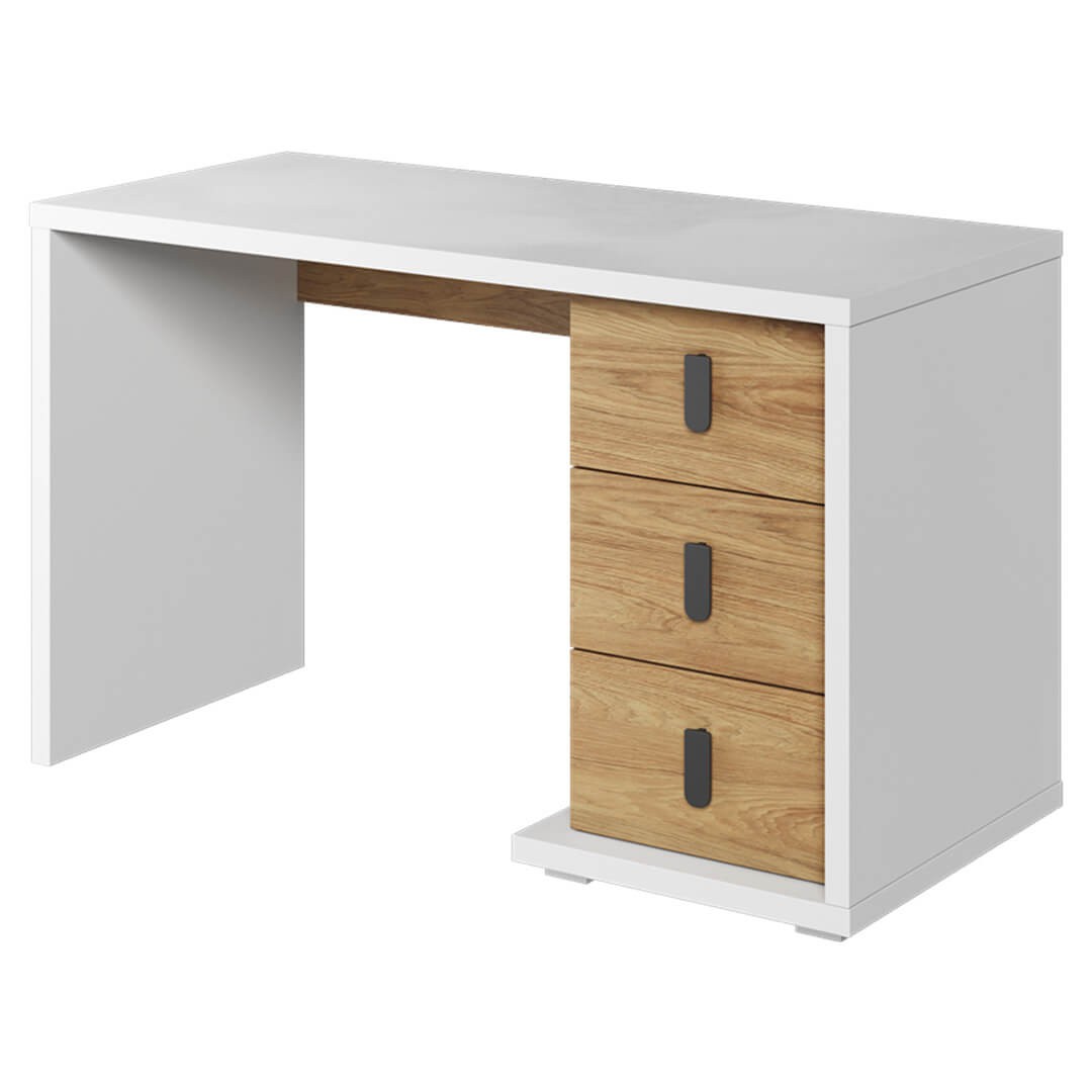 Skandinaviškas rašomasis stalas SIMI MS-06 baltas / natūralus hikoris