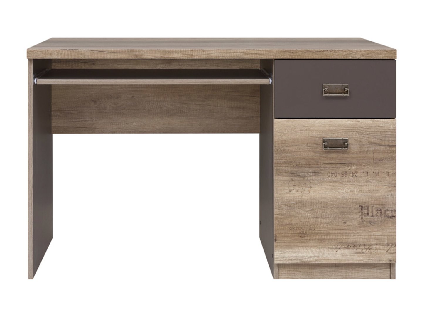 Vienų durų rašomasis stalas su stalčiumi MALCOLM 120 cm monumentalus ąžuolas/monumentalus ąžuolas su raštu