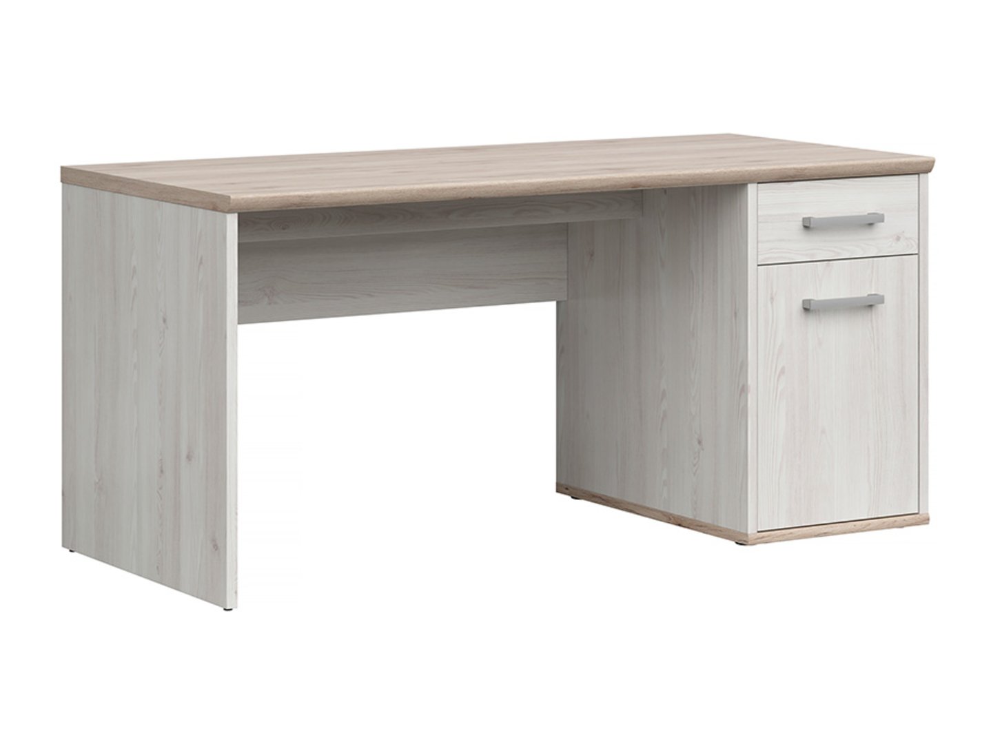 Vienų durų rašomasis stalas su stalčiumi ROMANCE 160 cm, šviesus Sibiu maumedis/šviesus Sanremo ąžuolas