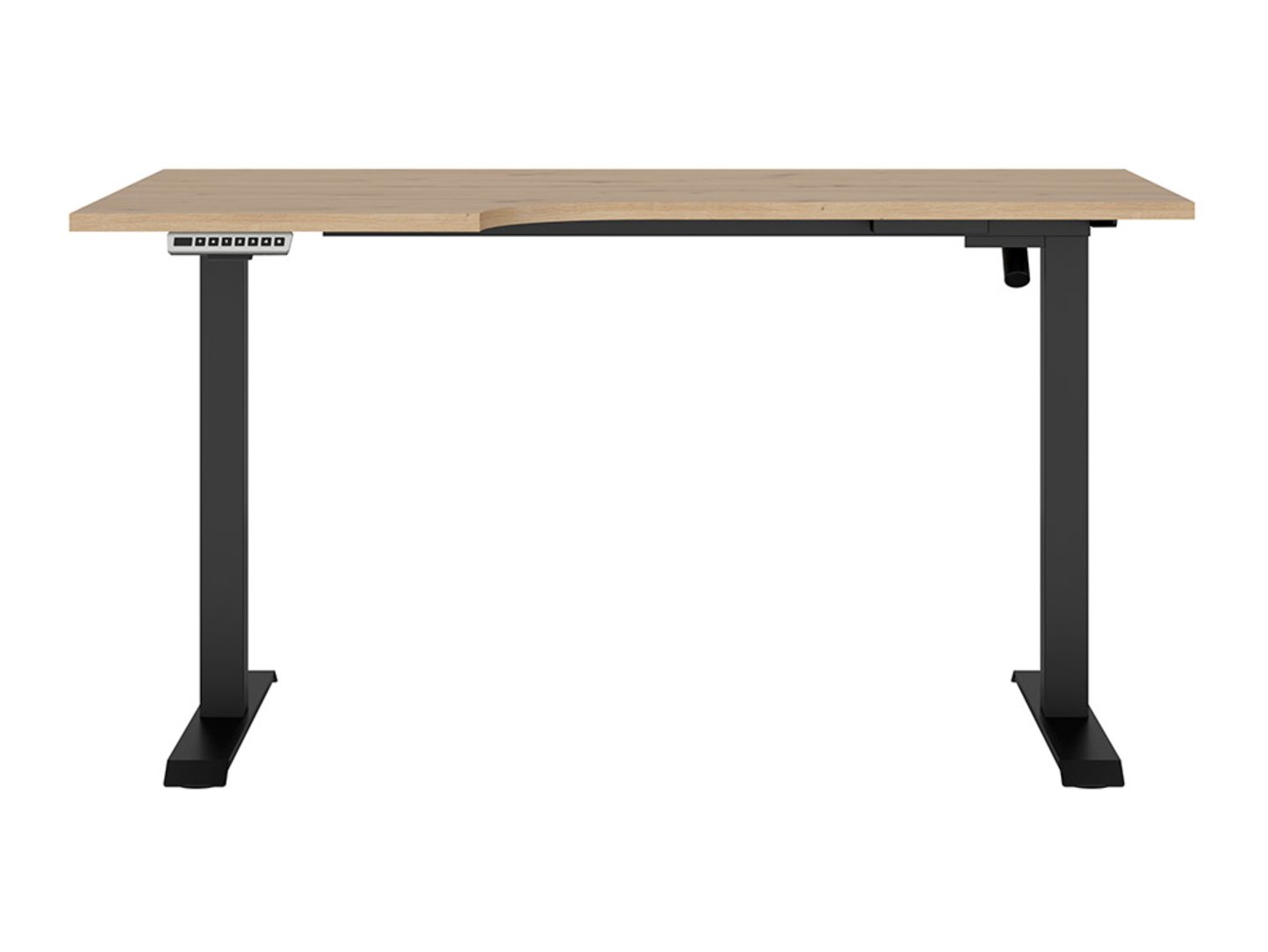 Kairysis kampinis stalas su elektriniu reguliavimu 140/90 SPACE OFFICE, artisan oak