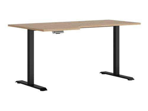 Kairysis kampinis stalas su elektriniu reguliavimu 160/90 SPACE OFFICE, artisan oak