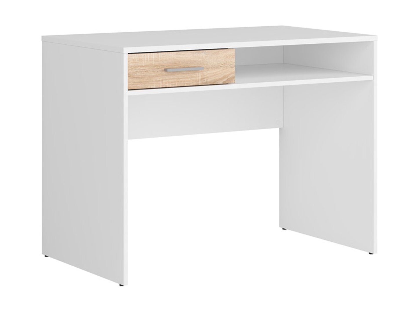 NEPO PLUS rašomasis stalas su stalčiumi, 59 cm, balta/sonoma ąžuolas