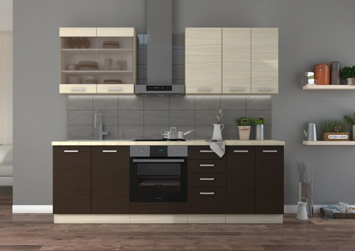 Šamoni virtuvė 240 cm su vitrina