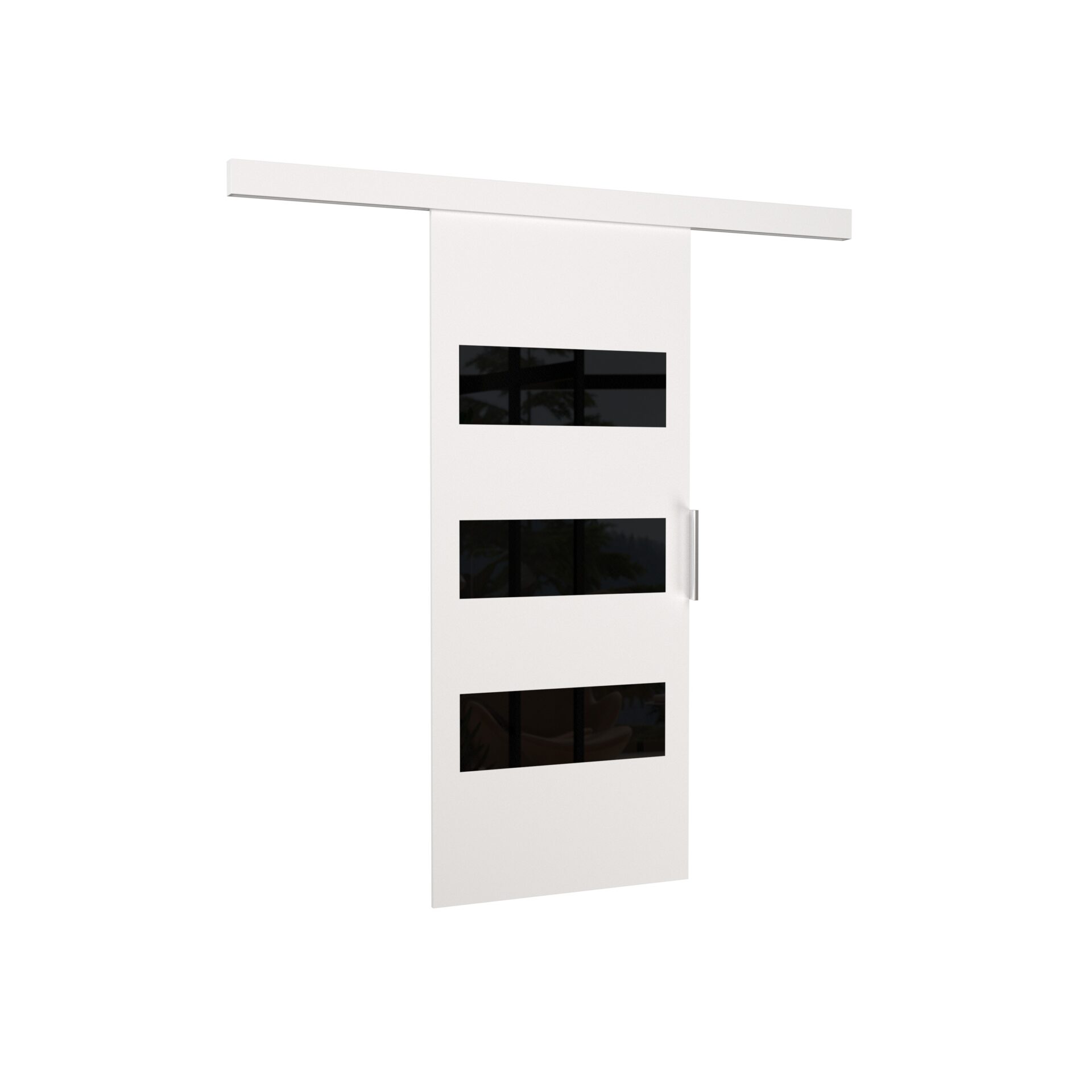 ARES 96 prie sienos tvirtinamos stumdomos durys, baltos/juodos, Lacobel ADRK