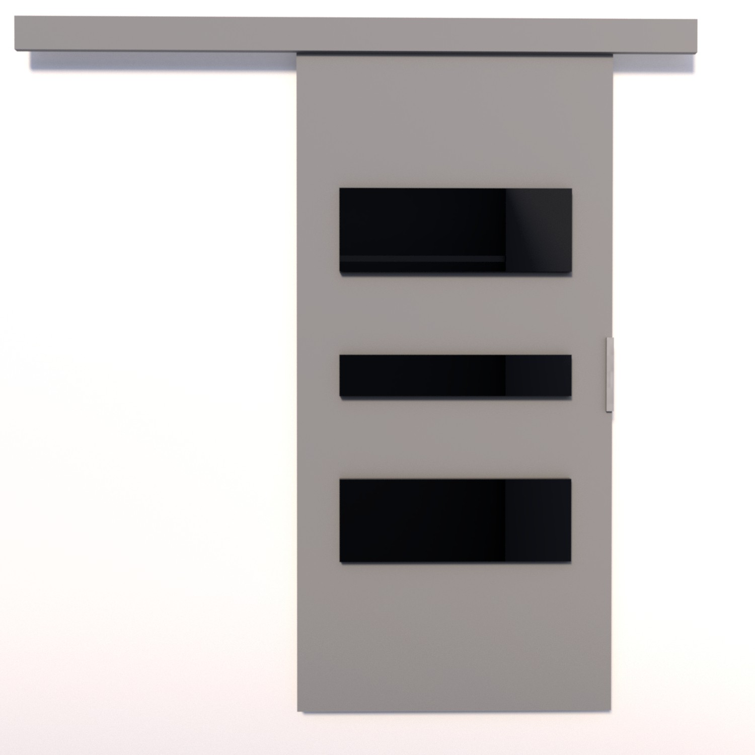 CENTO 86 prie sienos tvirtinamos stumdomos durys, pilkos/juodos, Lacobel ADRK