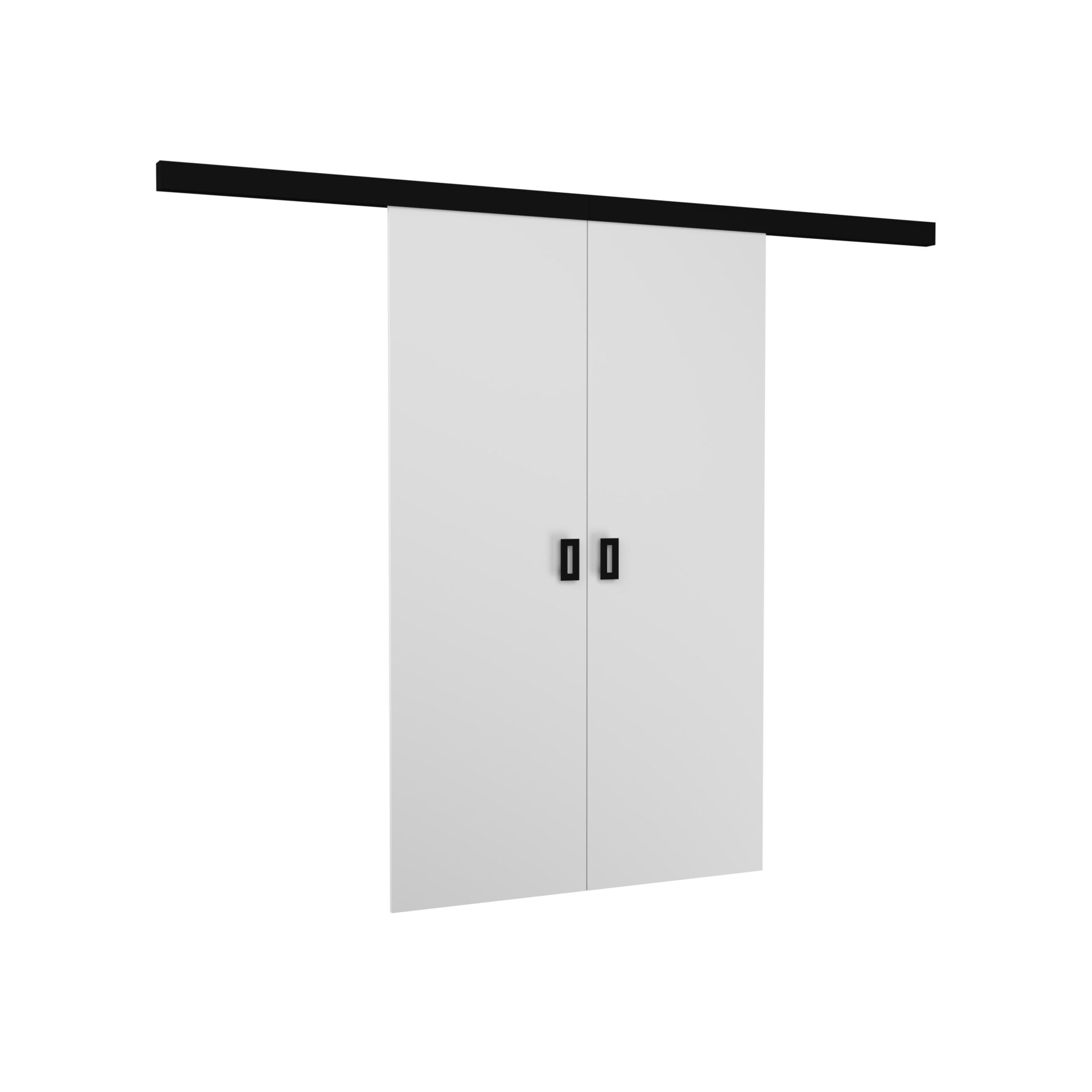 TOPPO 126 baltos/juodos ADRK dvivėrės prie sienos tvirtinamos stumdomos durys