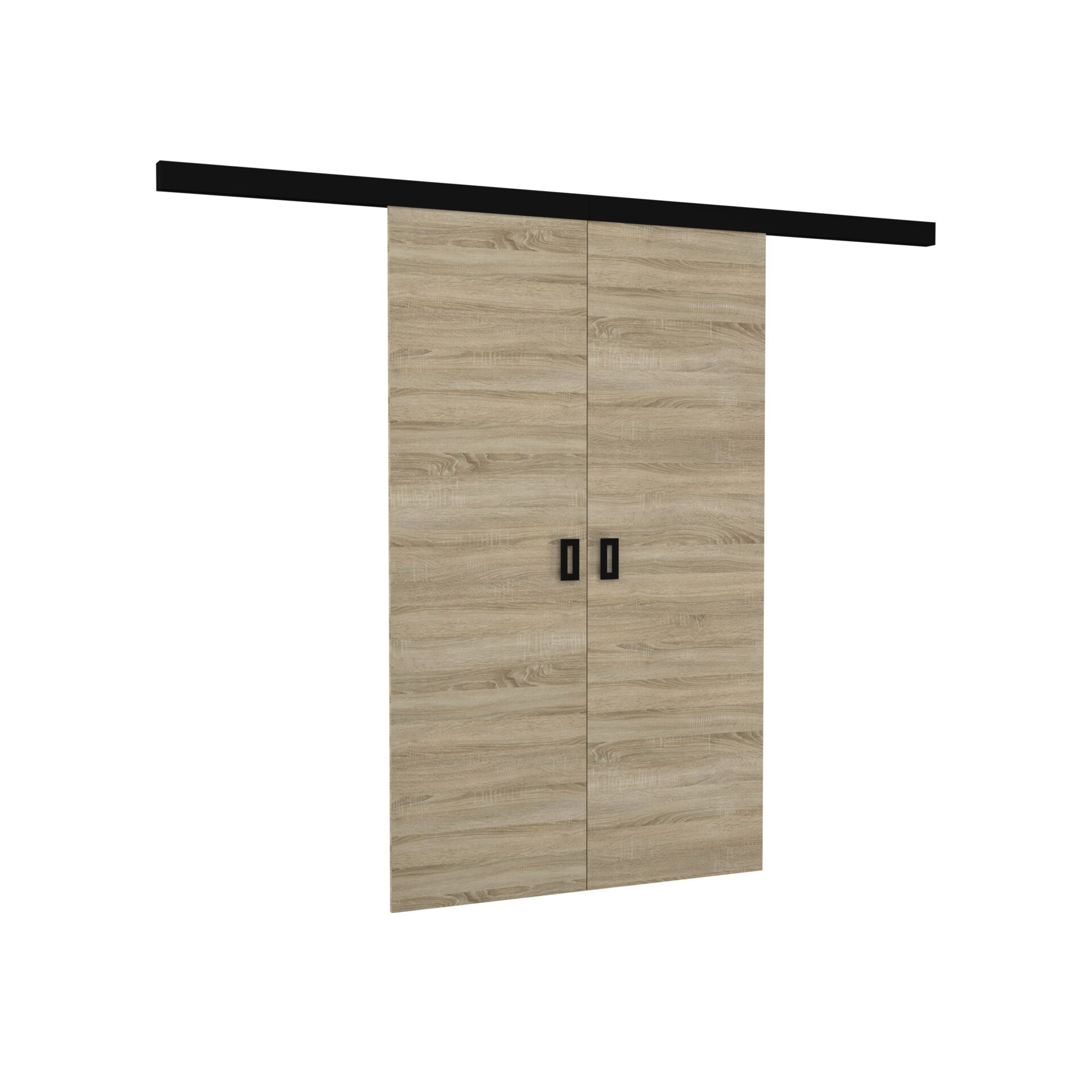 TOPPO 126 Sonoma/Black ADRK dvivėrės sieninės stumdomos durys