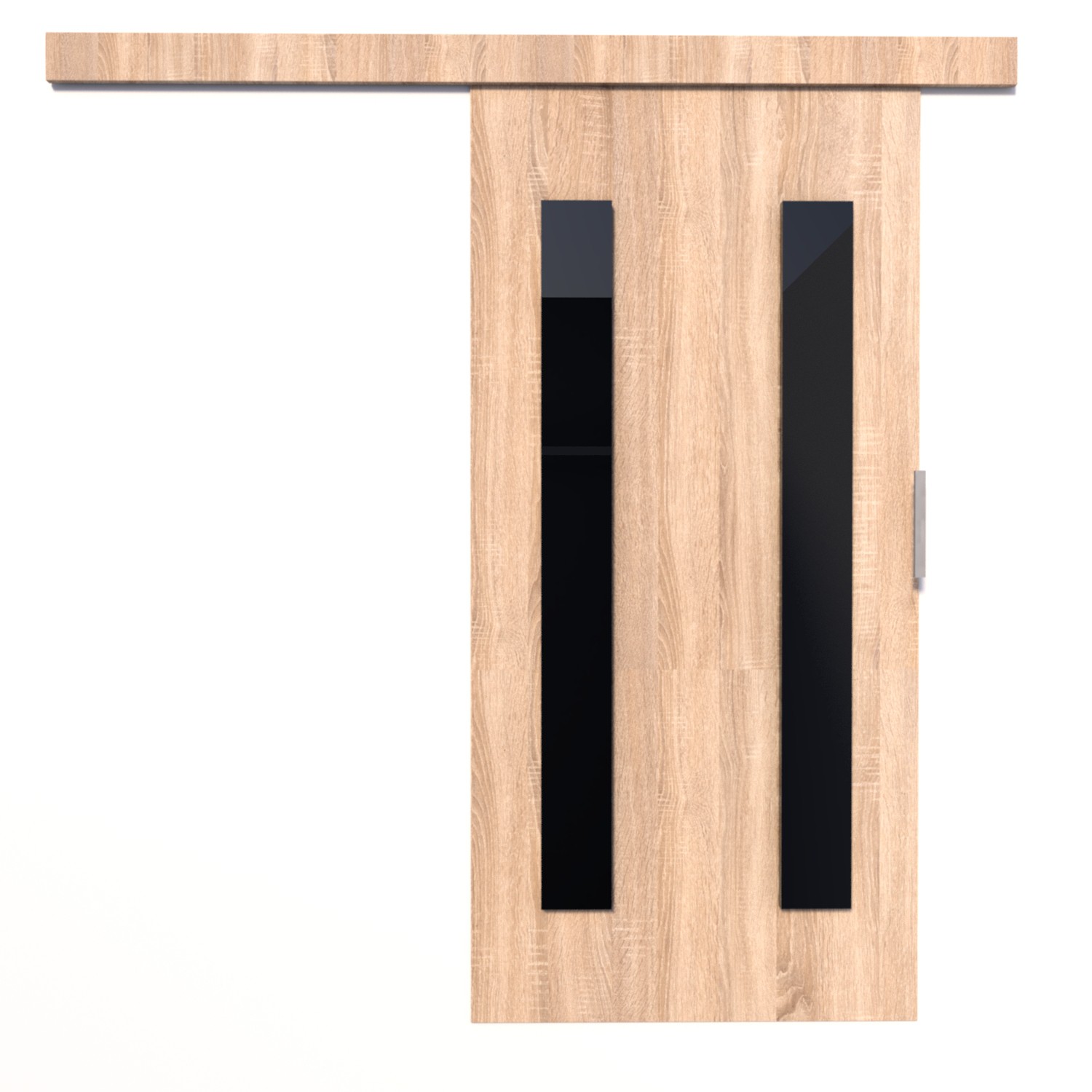 HERS 86 Sonoma/Black Lacobel ADRK sieninės stumdomos durys