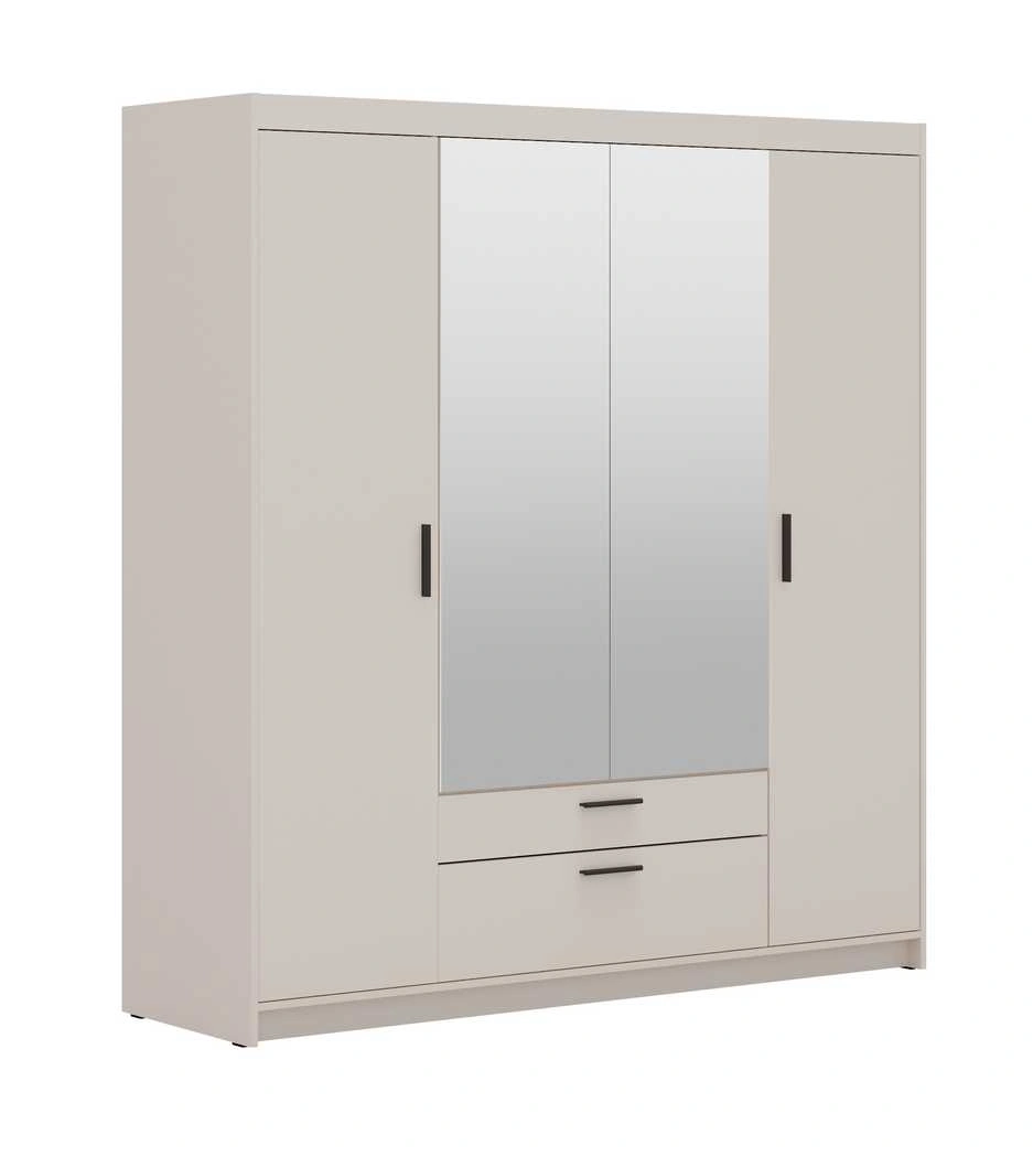 Keturių durų spinta su veidrodžiais Elena 4D smėlio spalvos