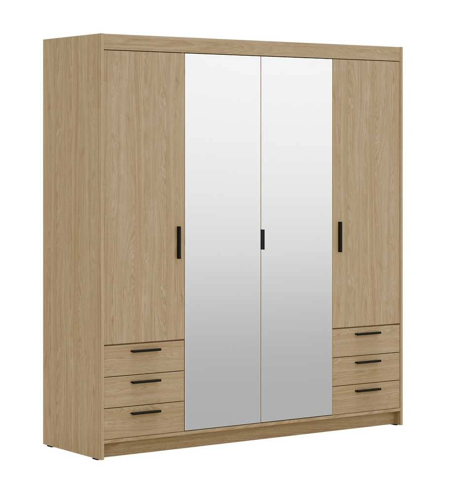 Spinta su veidrodžiais ir stalčiais Elena 4D 6S alyvuotas ąžuolas