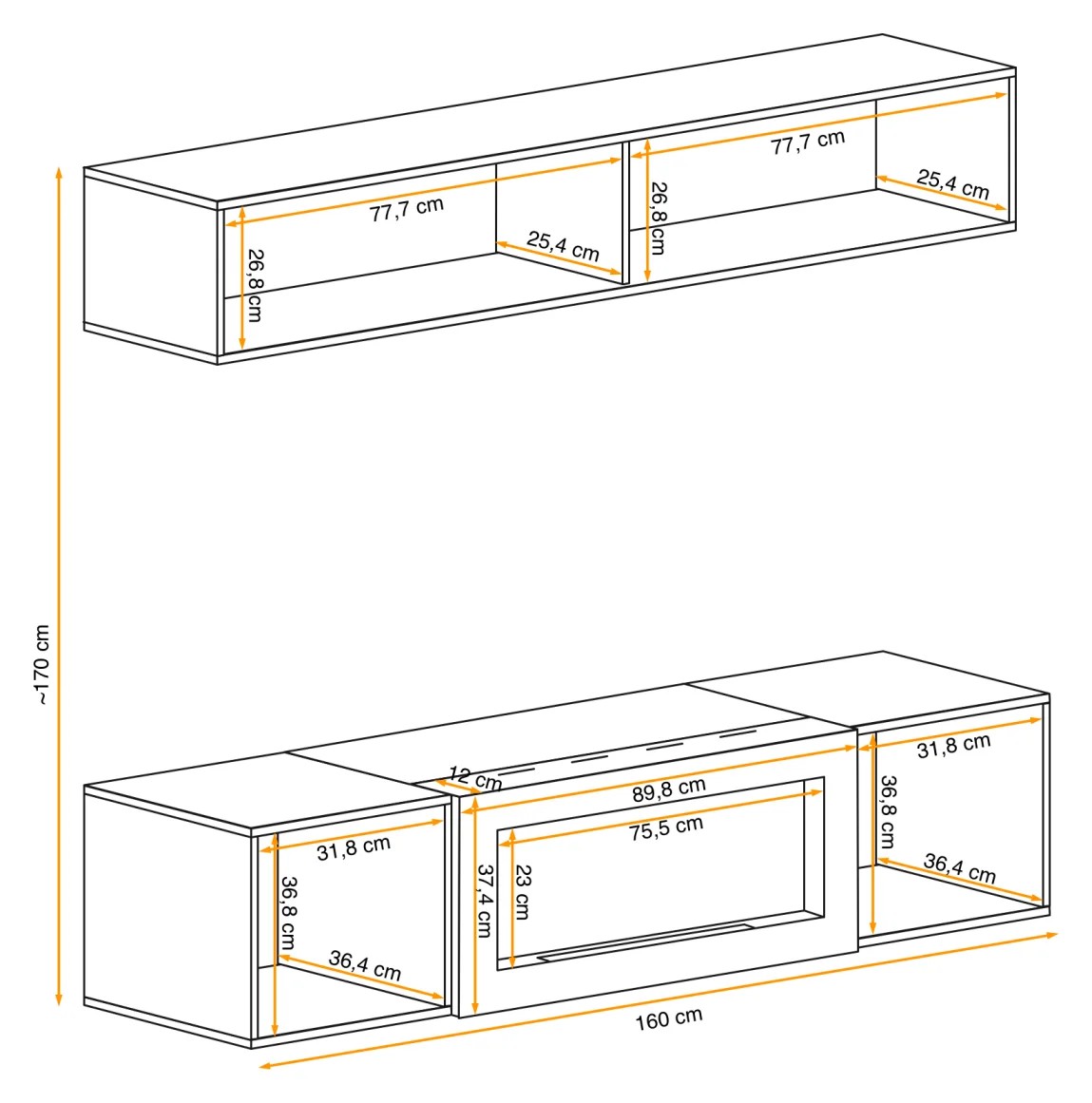 FLY N1 sieninė spintelė CASHMERE ASM - Paveikslėlis 2
