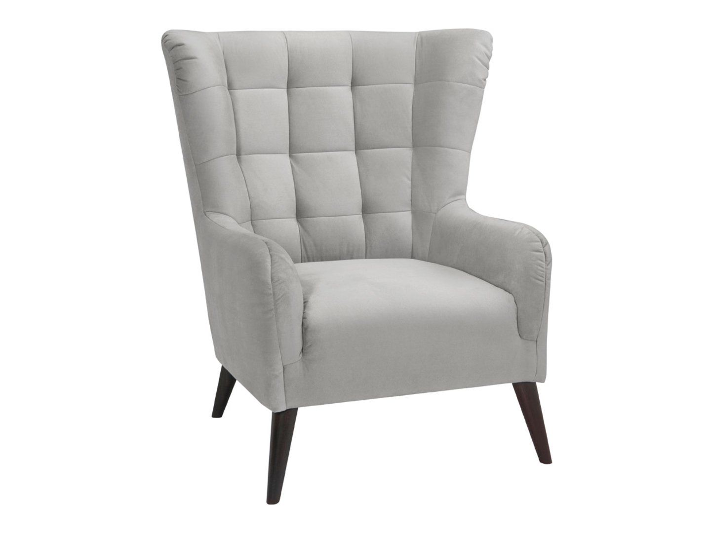 CASEY sparnuotas židinio fotelis, šviesiai pilkas aksomas