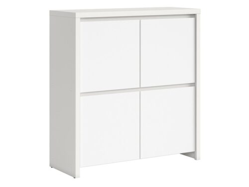 KASPIAN komoda su keturiomis durimis, 105 cm, balta/matinė balta