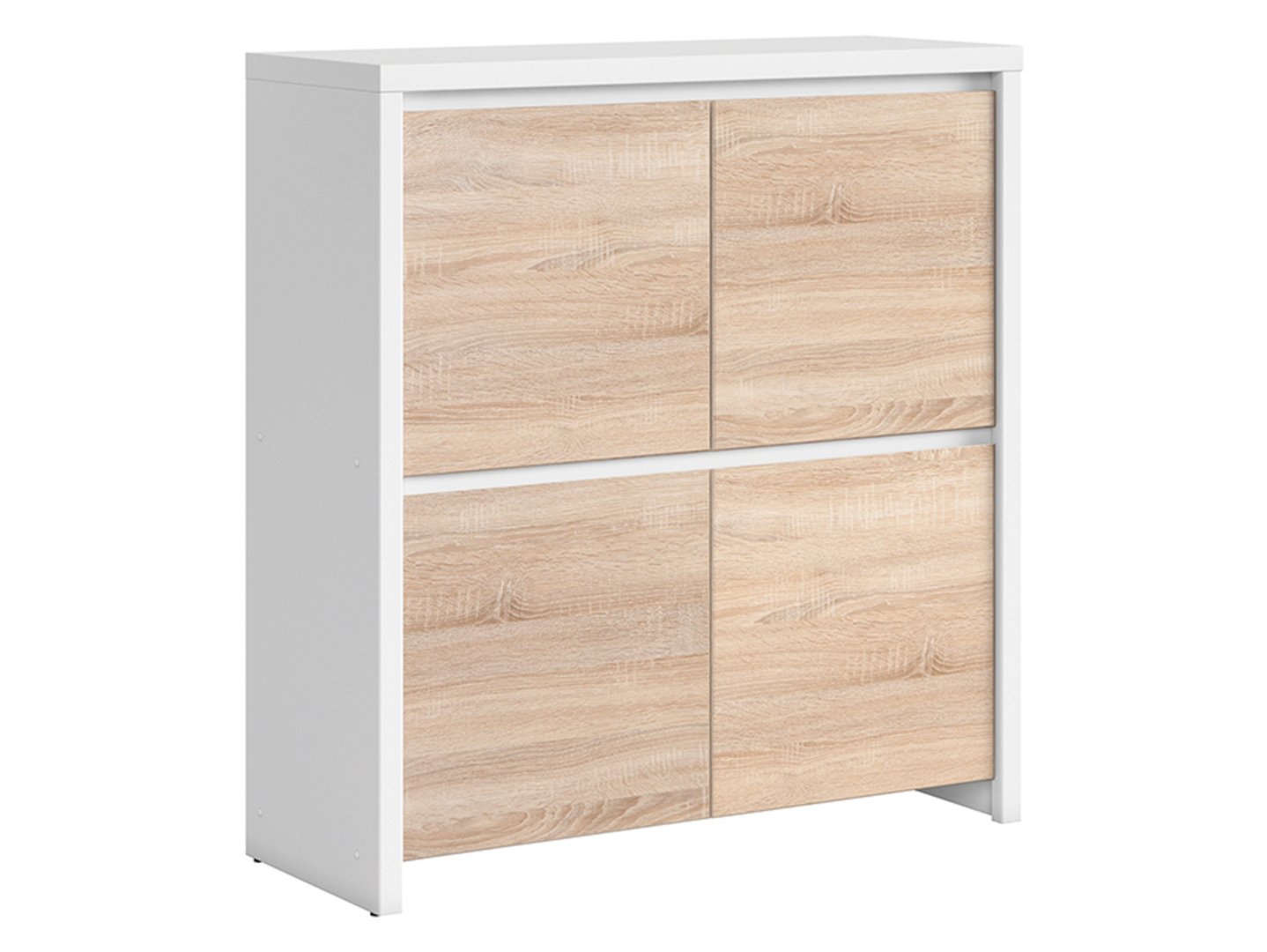 KASPIAN komoda su keturiomis durimis, 105 cm, balta/sonoma ąžuolas