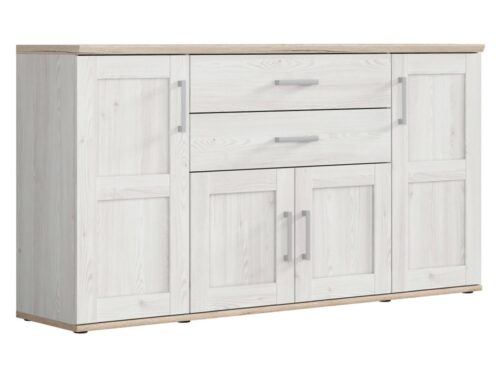 Keturių durų komoda su dviem stalčiais ROMANCE 186 cm šviesus Sibiu maumedis/šviesus San Remo ąžuolas
