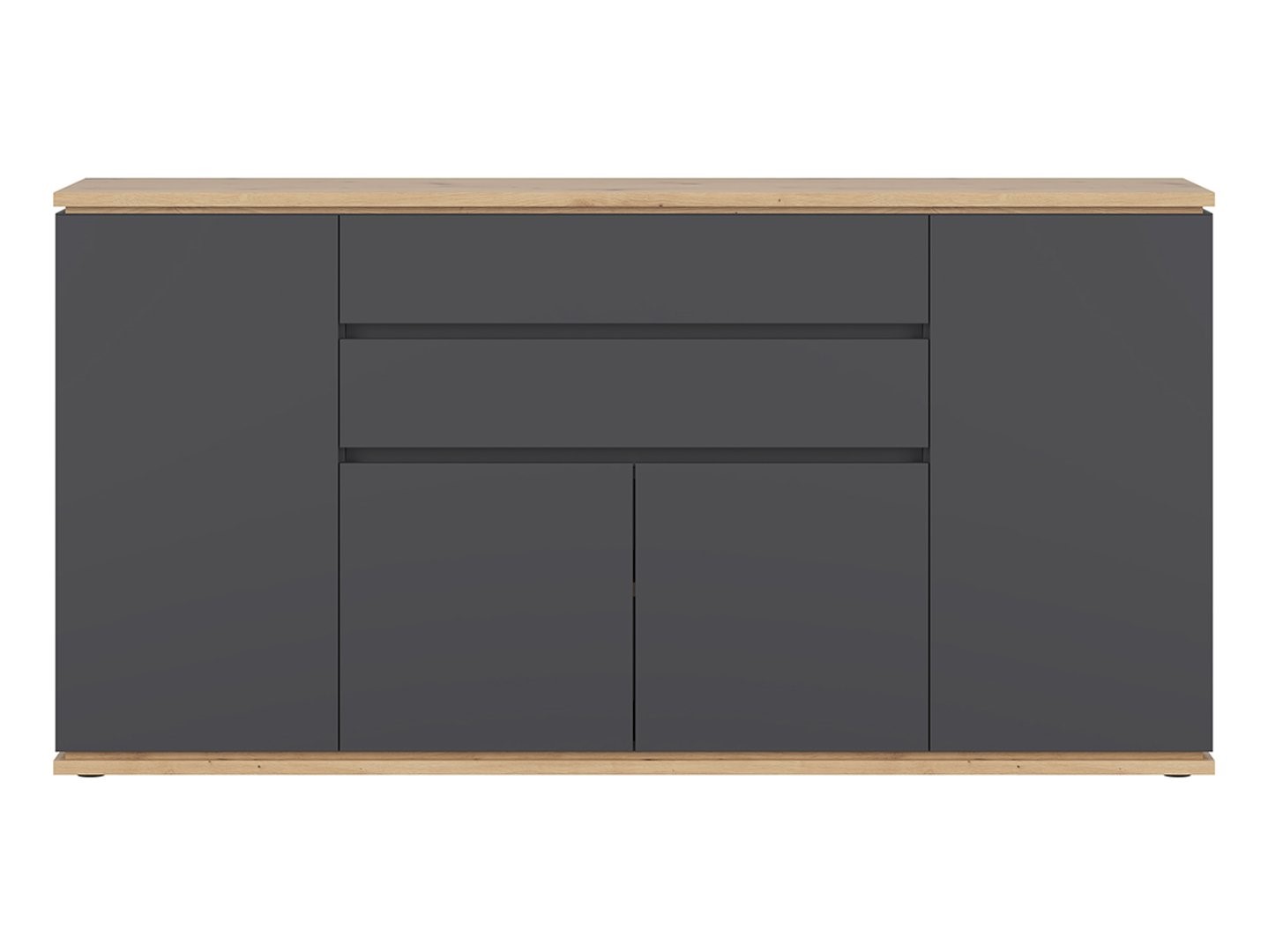 YAMAEL komoda su dviem stalčiais, 184 cm, grafito spalvos/artisan ąžuolo spalvos