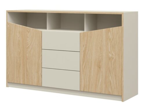 „Atson“ dviejų durų komoda, ąžuolo/pilkos smėlio spalvos, ADRK