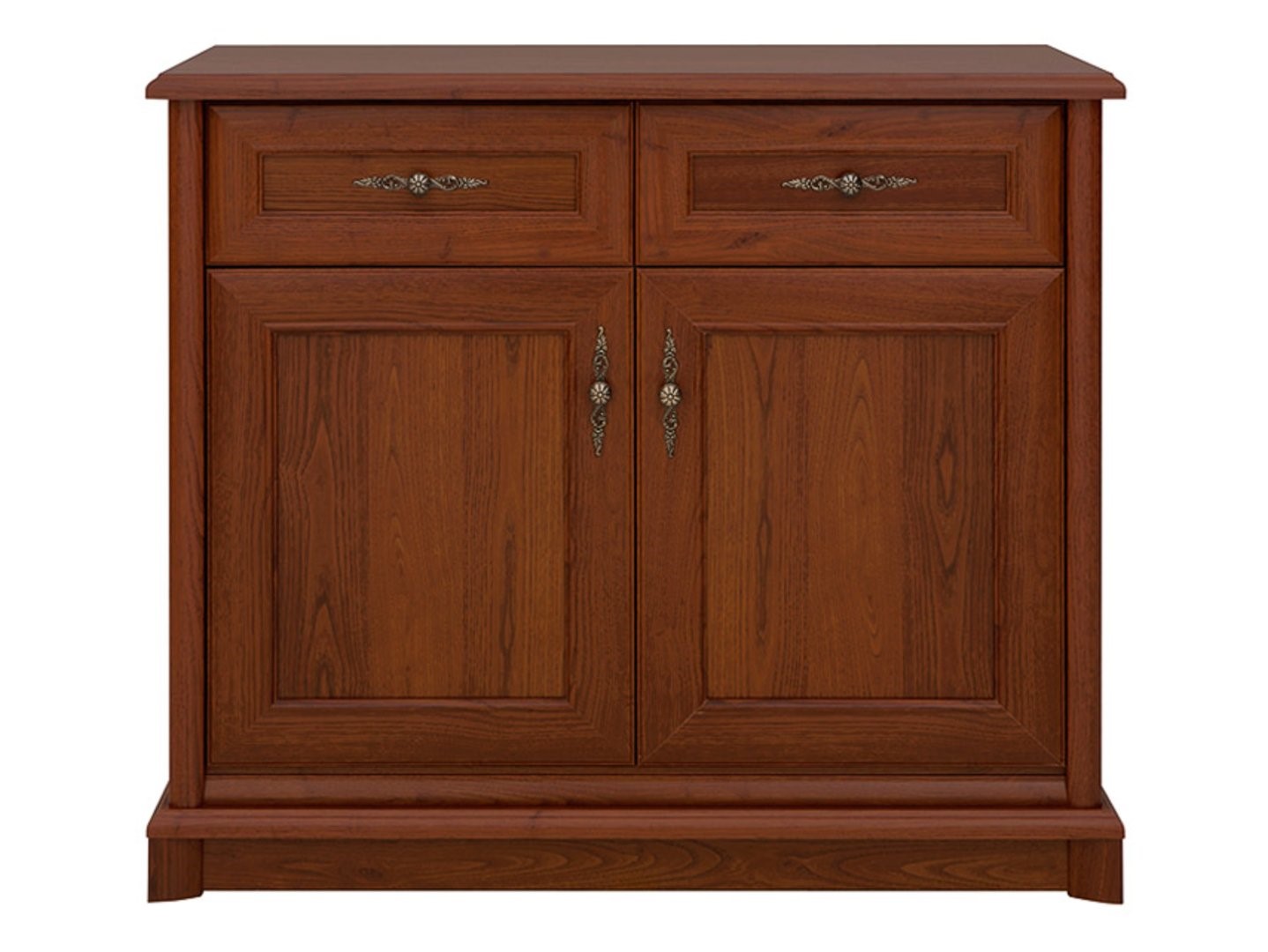 Dvidurė komoda su dviem stalčiais KENT 101 cm kaštoninė