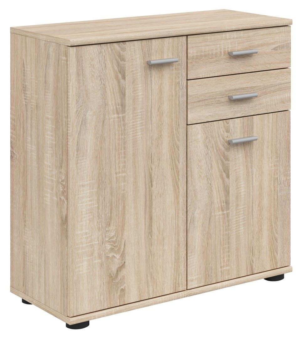 NOEDA dviejų durų komoda su dviem stalčiais, 70,9 cm, Sonoma ąžuolas