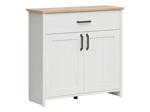 LOKSA komoda su dvidurėmis durimis ir stalčiumi, 101,5 cm, anderseno pušis, balta