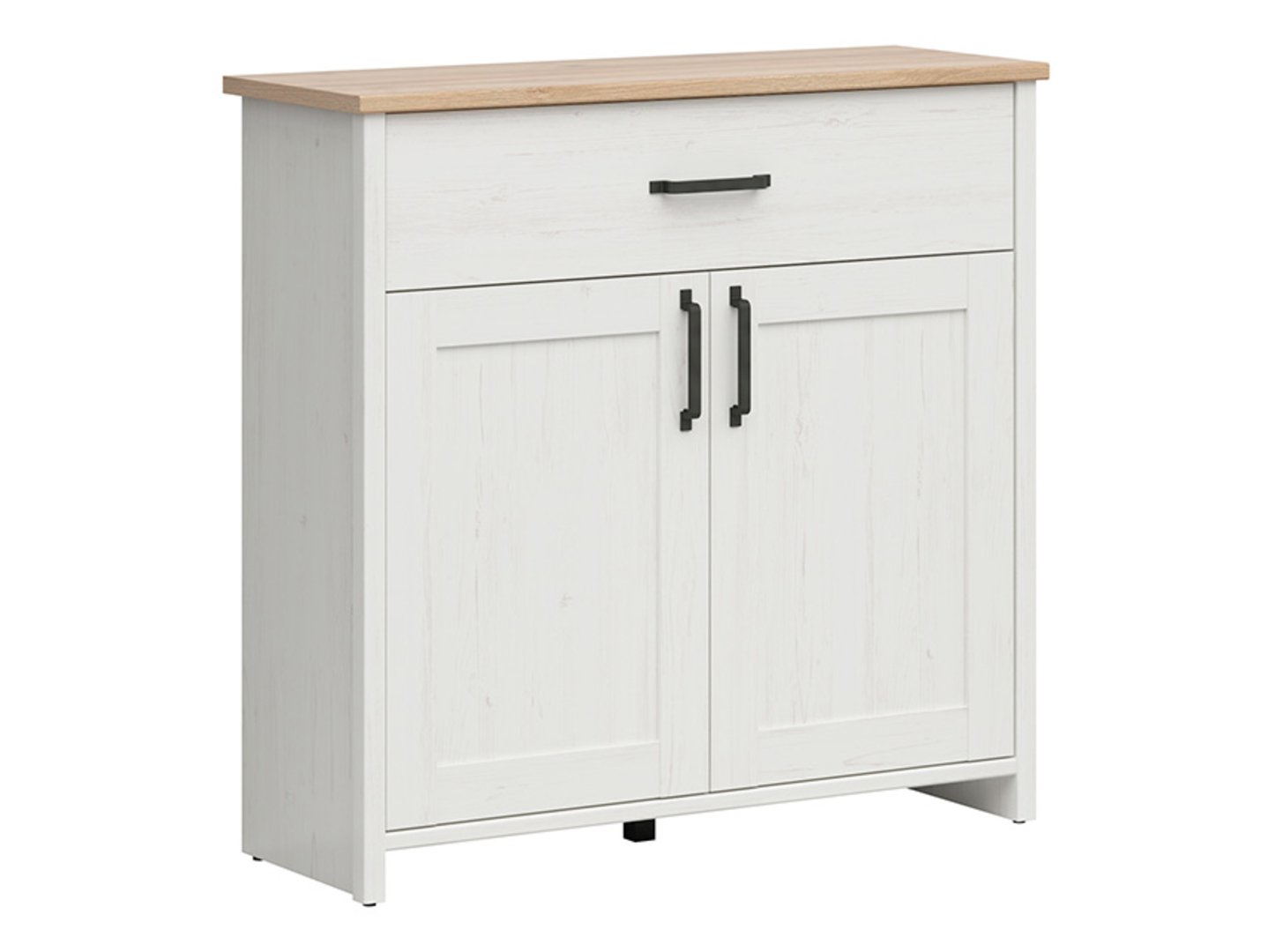 LOKSA komoda su dvidurėmis durimis ir stalčiumi, 101,5 cm, anderseno pušis, balta