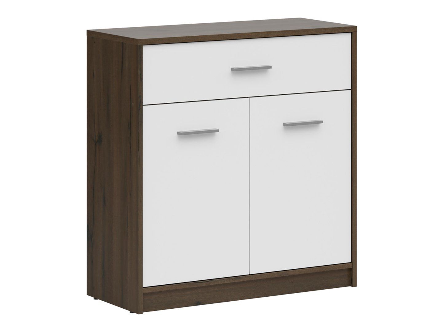 Dvidurė komoda su stalčiumi NEPO PLUS 80 cm, kilnus ąžuolas/balta