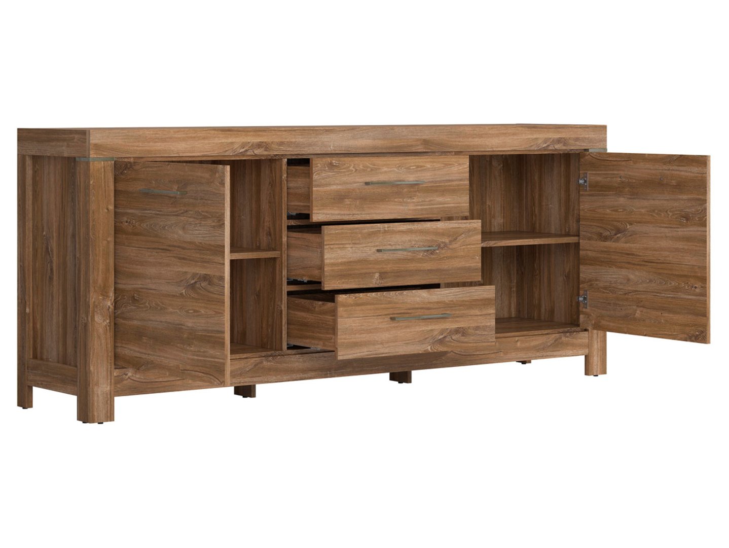 Dvidurė komoda su trimis stalčiais GENT 200 cm, Stirling ąžuolas