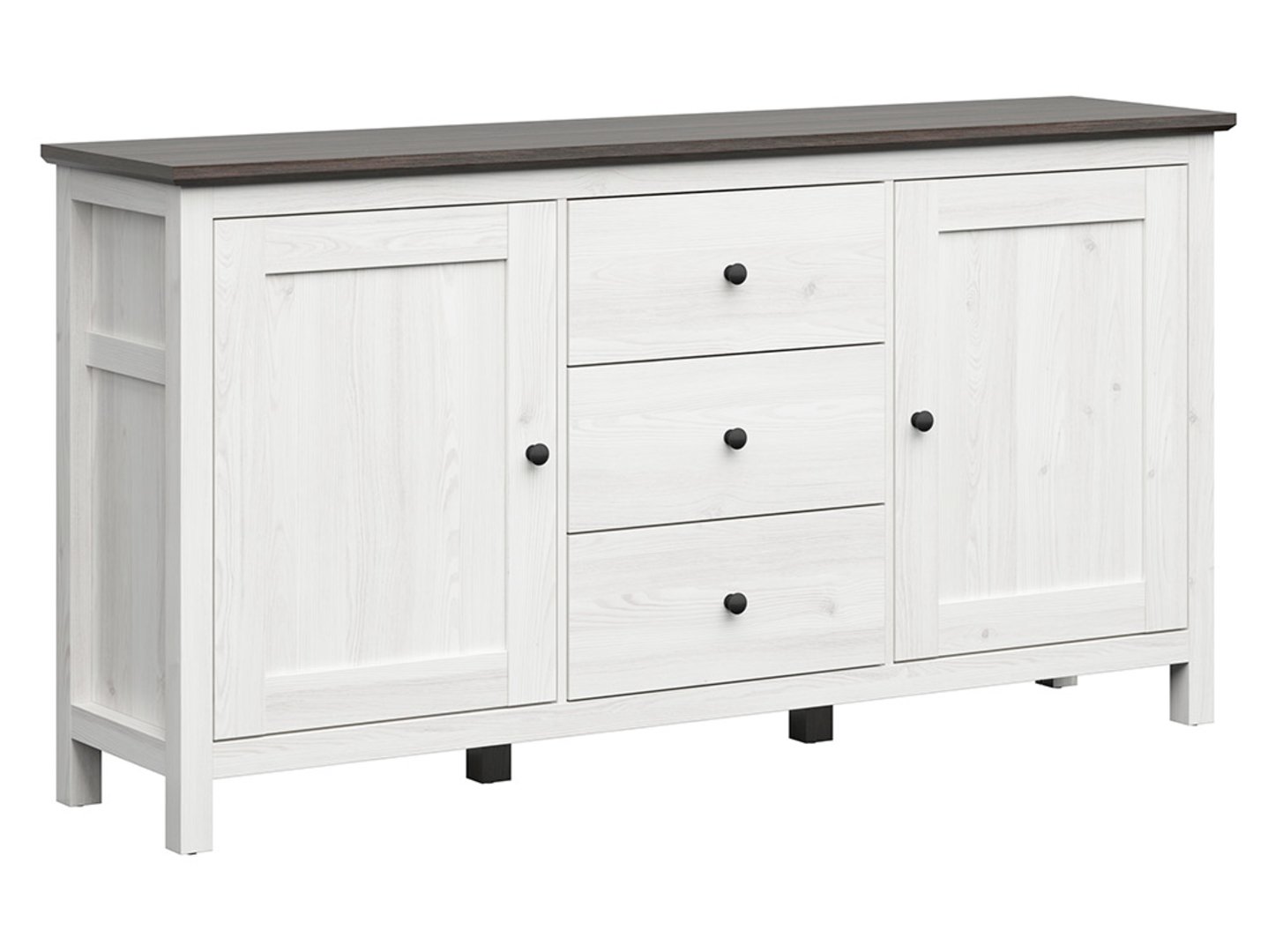 HESEN komoda su dviem durimis ir trimis stalčiais, 186 cm, šviesus Sibiu maumedis/Larico pušis