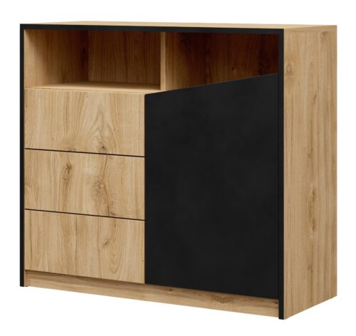 Atsono ąžuolo/juodos spalvos komoda I ADRK