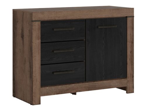 BALIN komoda su vienvėrėmis durimis ir trimis stalčiais, vienuolyno ąžuolas/juodasis ąžuolas