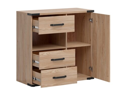 Vienų durų komoda su trimis stalčiais LARA 90 cm baltarusiškas uosis