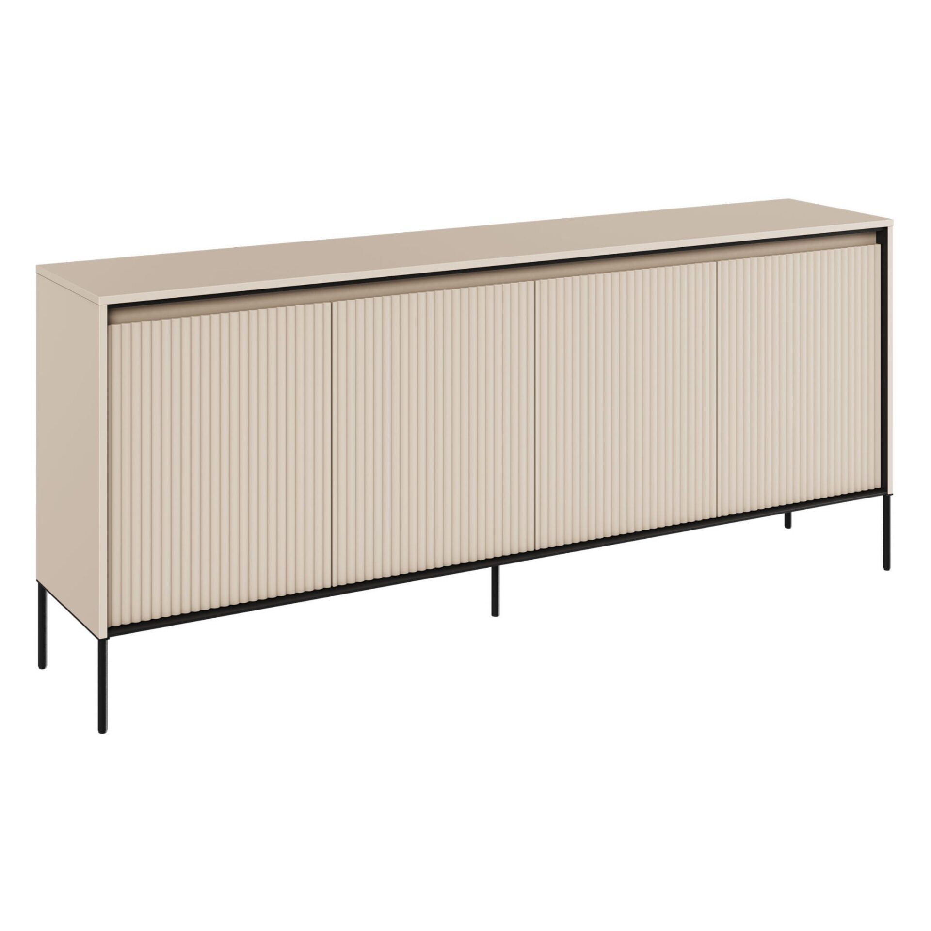 TREND 04 briaunuota komoda, smėlio spalvos / juodos kojelės